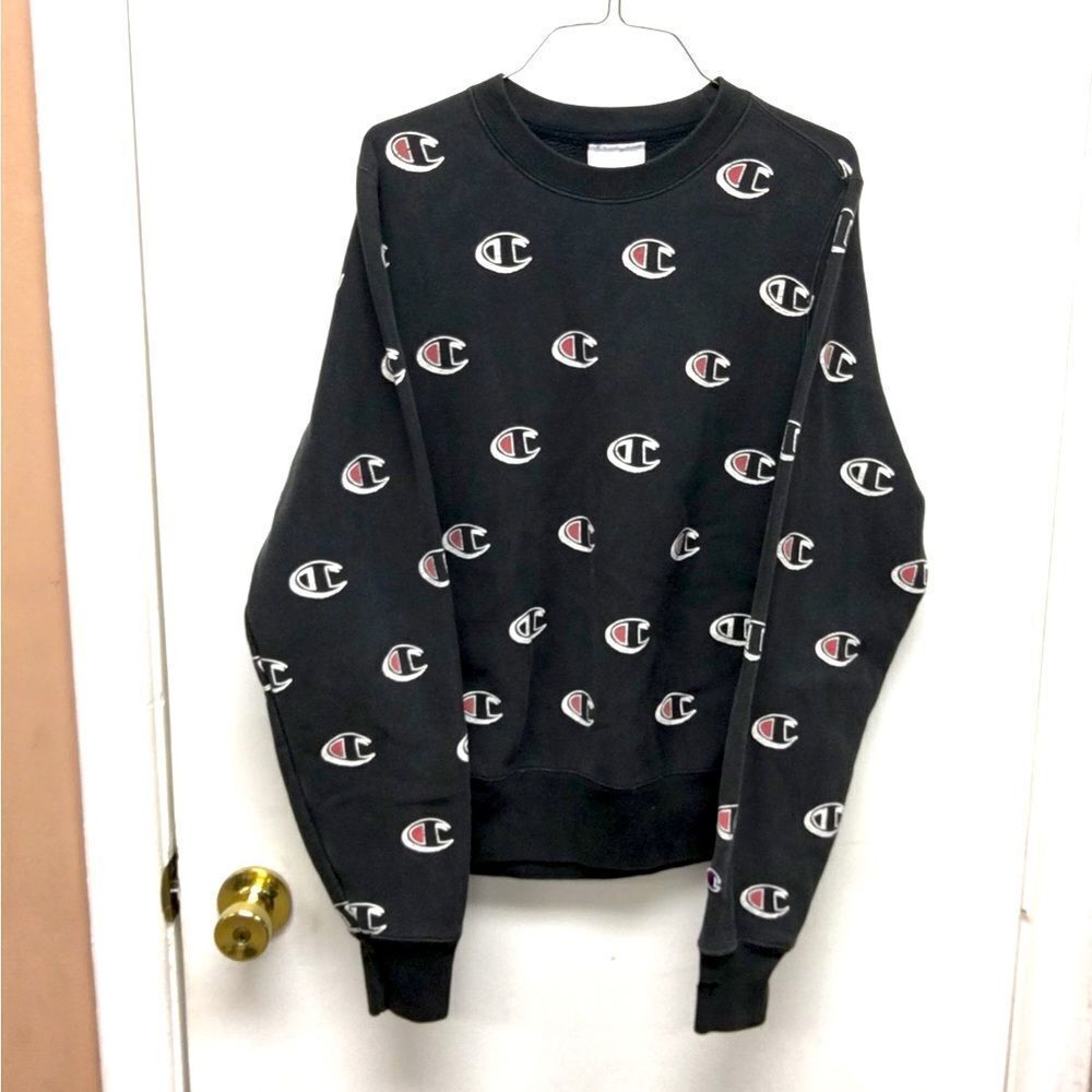 Rare 1970’s Champion Reverse Weave Pullover Crewneck AOP All Over Print sz Small